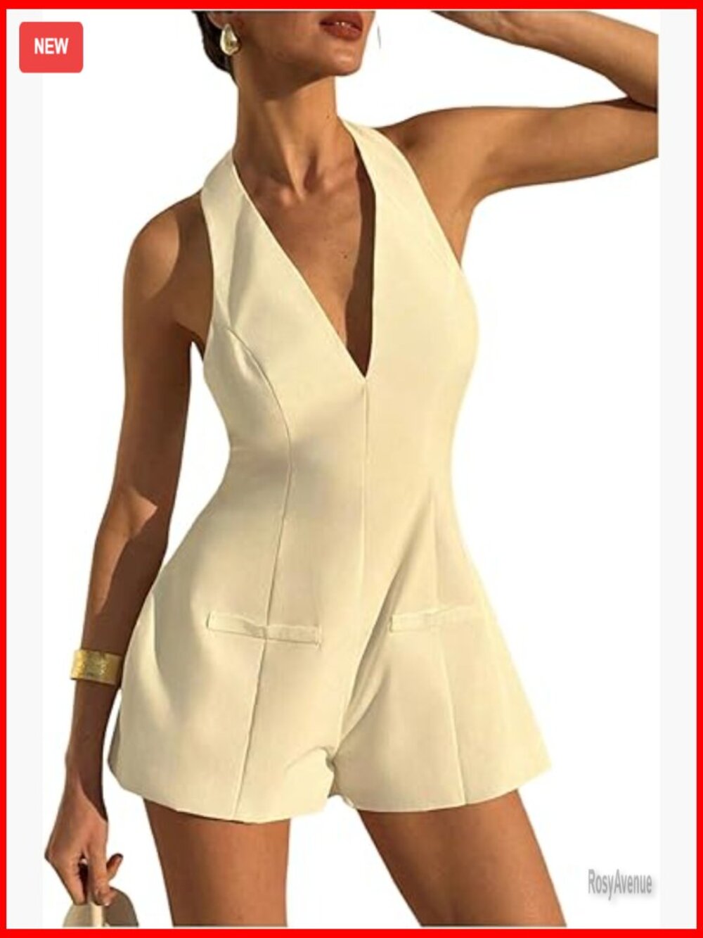 Backless Halter Jumpsuit Sleeveless Wide Leg Romper